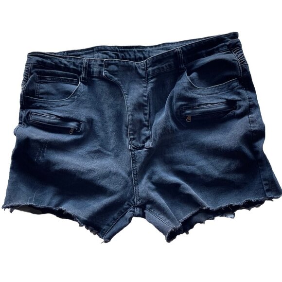 Vintage Balmain Paris Women’s Ribbed Knees Distressed Black Shorts Jeans Size 42 - Picture 1 of 16